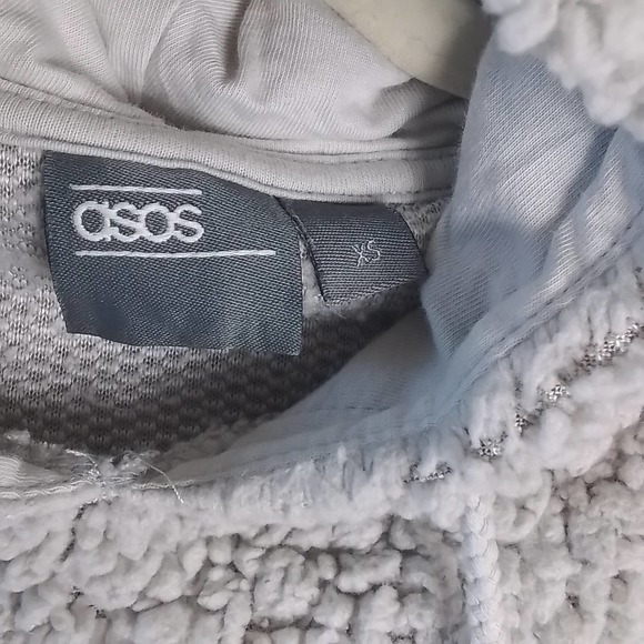 ASOS Pullover Oversized Sherpa Hoodie Size XS in Light Gray - Picture 5 of 16